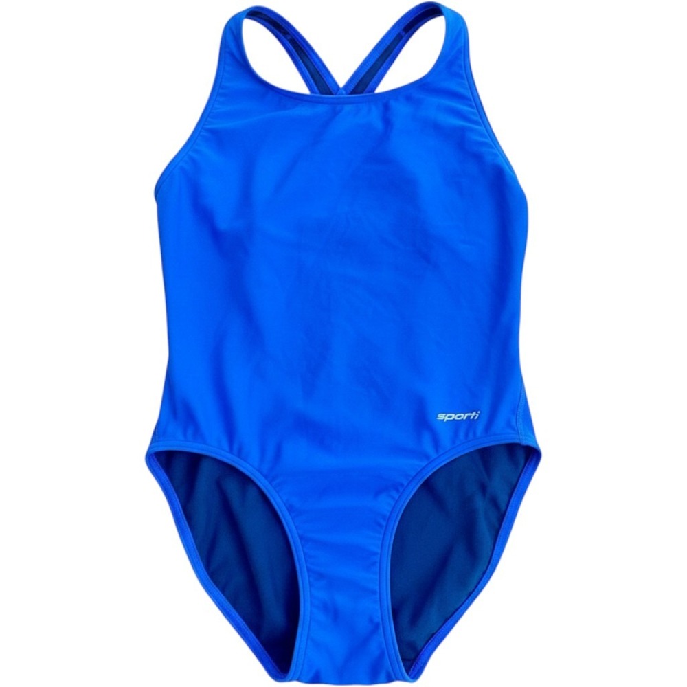 Sporti Womens Wide Strap Cross Back One Piece Swimsuit Royal‎ Blue 34  NEW